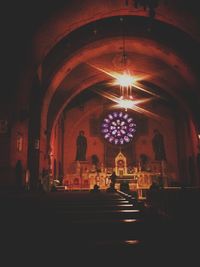 View of illuminated church