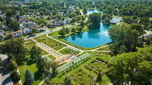 High angle view of buildings in city