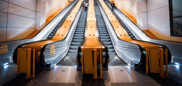 High angle view of escalator