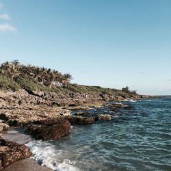 Scenic view of sea against clear sky