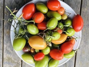 High angle view of fruits on table