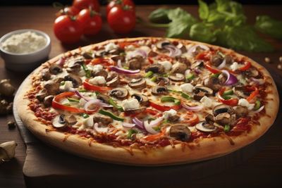 Close-up of pizza on table