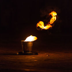 Illuminated lamp at night