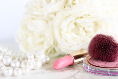 Close-up of beauty products