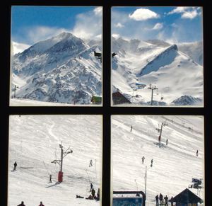 Scenic view of snow covered mountains against sky