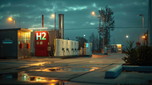 Cars on street at night