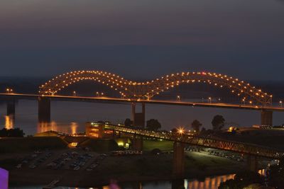 Bridge over river at night