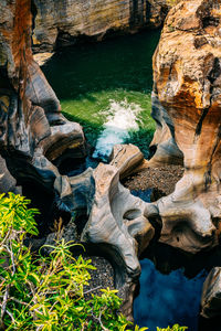 Eroded rock formation bourkes luck potholes at blyde river canyon nature reserve