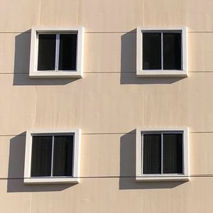 Low angle view of windows on building