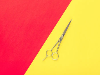 Close-up of yellow ring on table