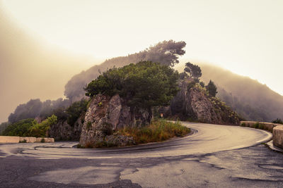 Road amidst trees against sky