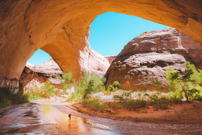 Low angle view of rock formation