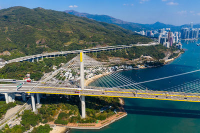 High angle view of bridge over river in city