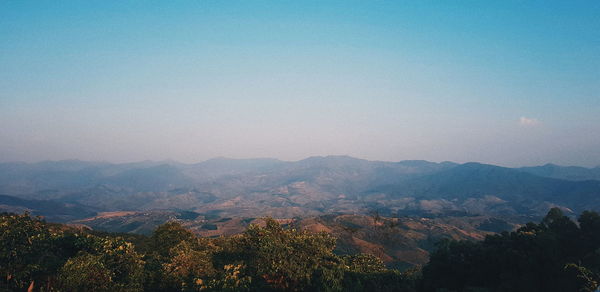 Scenic view of mountains against clear sky