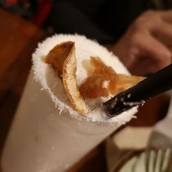 High angle view of dessert in plate