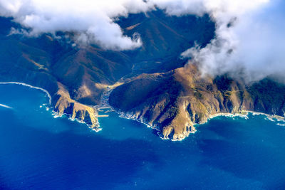 Aerial view of sea and capes