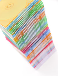 High angle view of colorful pencils
