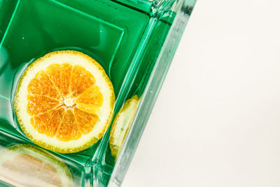 High angle view of oranges