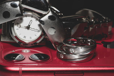 High angle view of clock