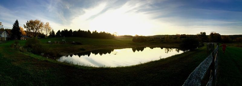 Panoramic view of lake during sunset