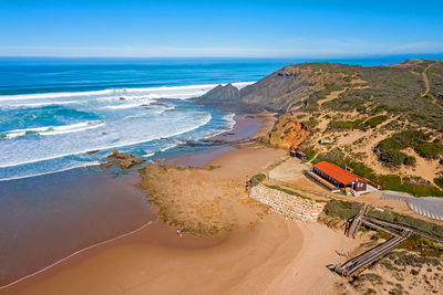 High angle view of beach