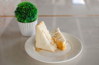 Close-up of food in plate on table