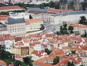 High angle view of buildings in city