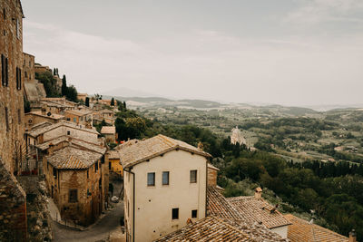 Aerial view of townscape against sky