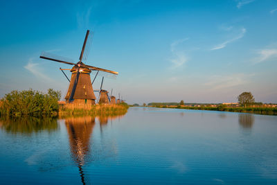 Windmills at kinderdijk in holland. netherlands