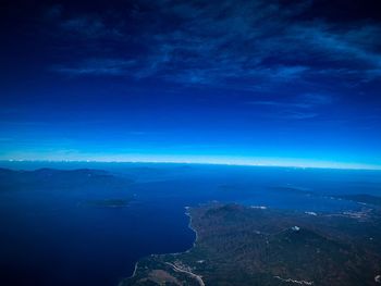 High angle view of landscape against sky at night