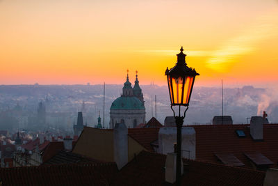 Buildings against sky during sunset