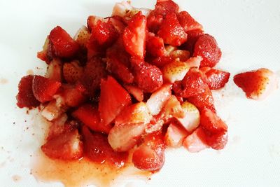 Close-up of strawberries in plate