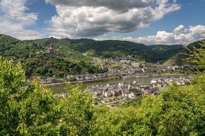 High angle view of townscape against sky