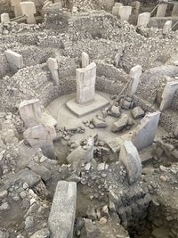 High angle view of stones at construction site