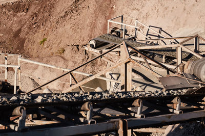 High angle view of rusty metal