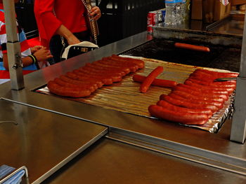 High angle view of man preparing food