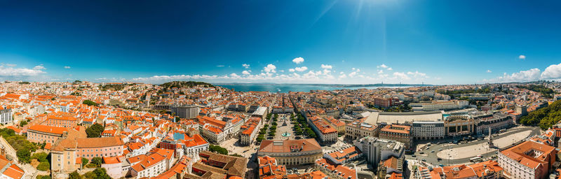 High angle view of townscape against sky