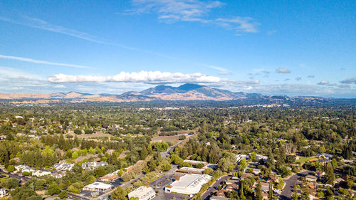 High angle view of townscape against sky