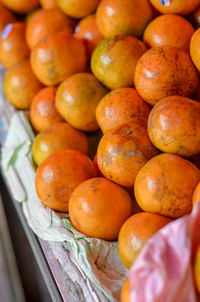 High angle view of fruits for sale at market stall