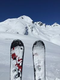 Pair of ski in snow