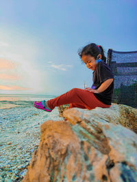 Little girl enjoy sunset