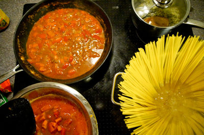 Close-up of food in cooking pan