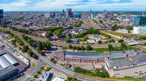 City aerial view of the hague city center