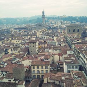 High angle view of buildings in city