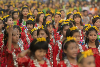 Girl wearing costume during traditional festival