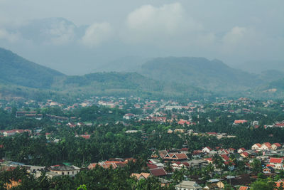 High angle view of townscape against sky