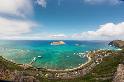 Panoramic view of sea against cloudy sky