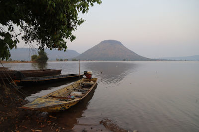 Scenic view of reservoir against sky