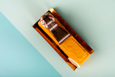 High angle view of building on table against white background