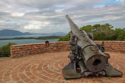 View of fort against mountain range